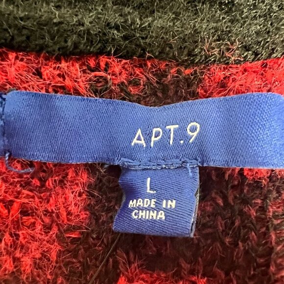 Apt.9 Womens V-Neck Leopard Print Pullover Sweater Red/Black Size Large - Picture 7 of 8